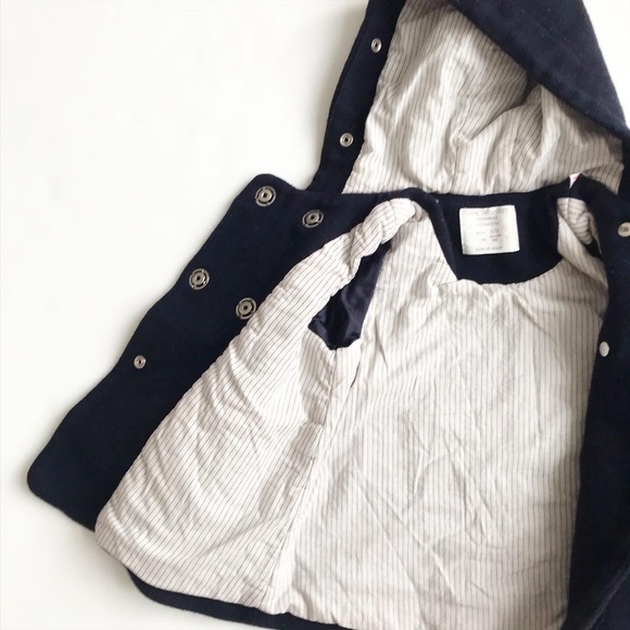 Zara navy blue hooded dress coat VGUC 2/3T - Picture 3 of 5